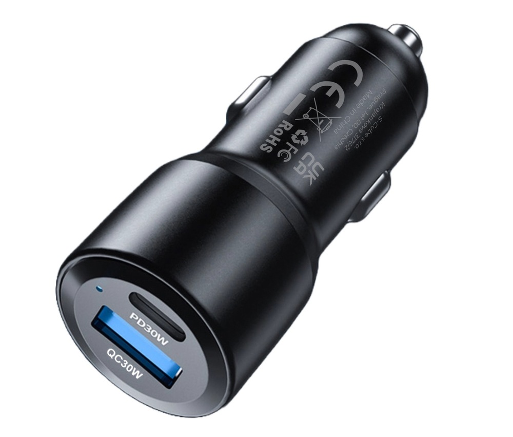 Adaptér do auta Mobile Origin 1x USB-A/1x USB-C 60W černý