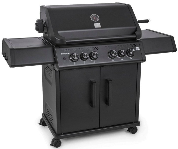 G21 GAH-BBQ4MGN Michigan BBQ Premium Line plynový zahradní gril s 6 hořáky v celočerném provedení