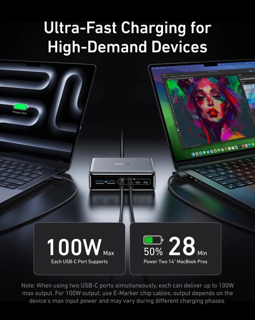 Nabíječka do sítě Anker Prime Charger 200W, USB-C/USB, GaN - černá