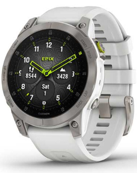 Chytré hodinky Garmin epix (Gen 2) Sapphire - Titan/White Silicone Band