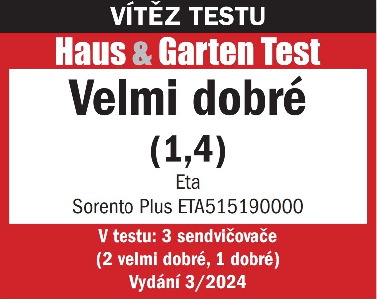 Sendvičovač ETA Sorento Plus 5151 90000 nerez Ocenění ETA Sorento 515190000