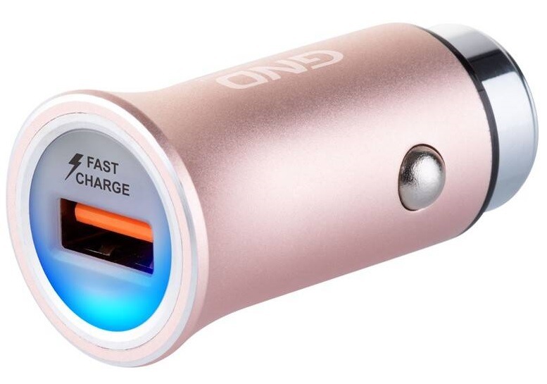 Adaptér do auta GND 1x USB 3A, Fast charge růžový