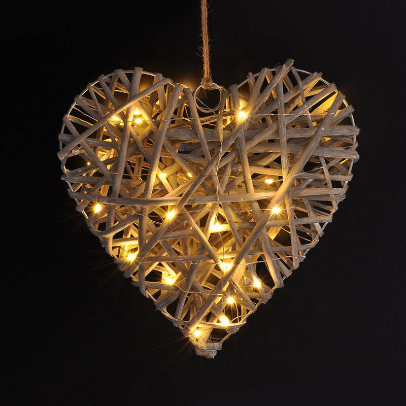 LED dekorace Solight ratanové srdce, 30x LED, 2x AA, 30cm LED dekorace Solight ratanové srdce, 30x LED, 2x AA, 30cm
