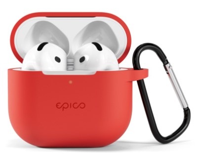 Pouzdro Epico Outdoor Cover s karabinou pro Apple AirPods 4 červené Pouzdro Epico Outdoor Cover s karabinou pro Apple AirPods 4 červené