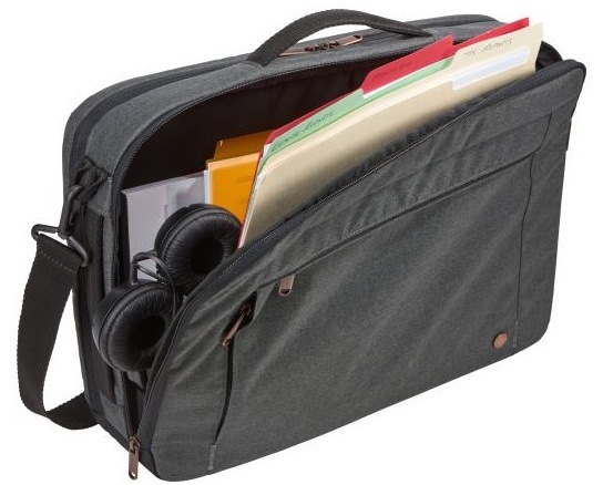 Batoh na notebook Case Logic Era 15,6" šedý Batoh na notebook Case Logic Era 15,6" pohled na otevřenou kapsu s uloženými věcmi