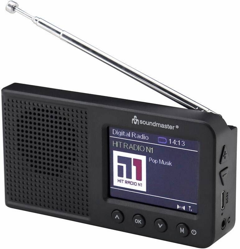 Radiopřijímač Soundmaster DAB175SW v černé barvě s barevným 2,4" displejem, DAB+ rádiem a teleskopickou anténou