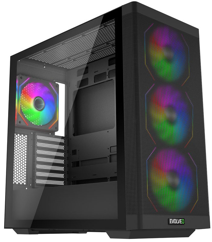 Počítačová skříň Evolveo Scorpio v provedení big-tower, černá barva
