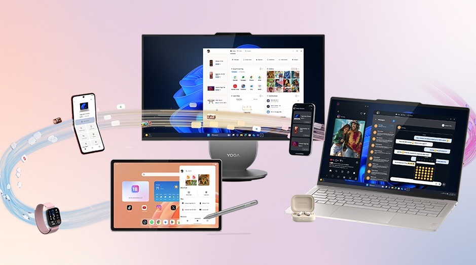 Dotykový tablet Lenovo Tab Plus Gen 2 8 GB / 128 GB + ochranné pouzdro bílý Ekosystém Lenovo propojuje tablet Lenovo Tab Plus Gen 2 s notebookem, monitorem, telefonem, hodinkami i sluchátky