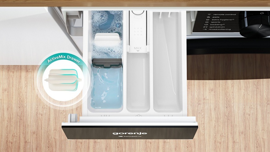 otevřená zásuvka pračky Gorenje WS674A 