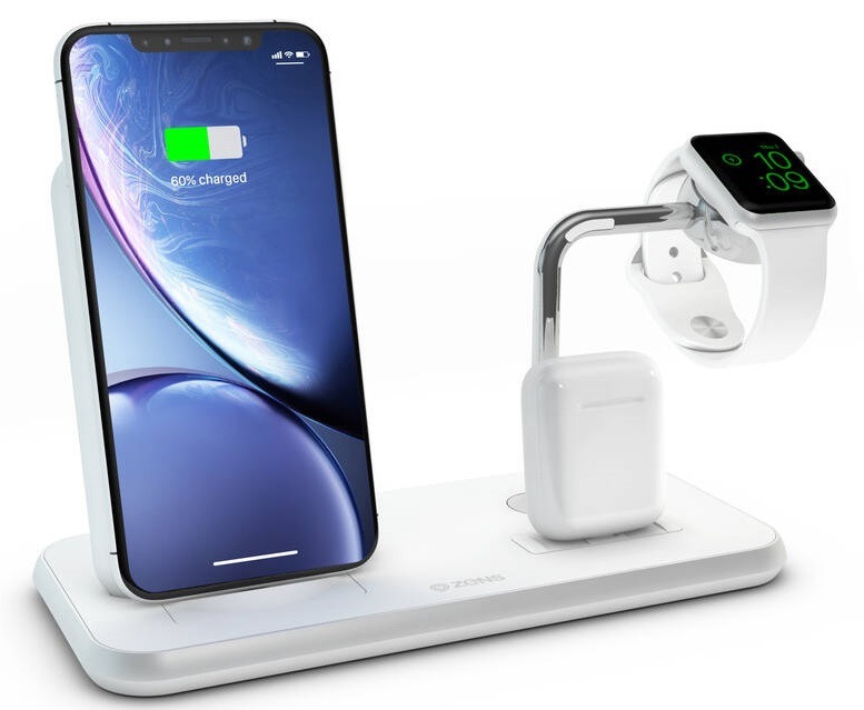 Bezdrátová nabíječka ZENS Stand+Dock+Watch bílá