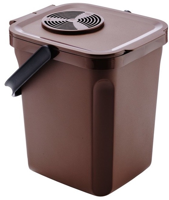 Odpadkový koš Denox s objemem 10 litrů, hnědá barva