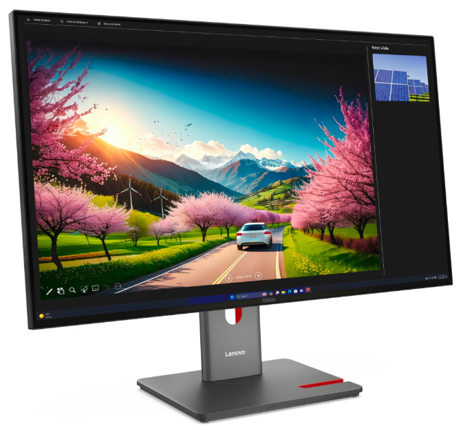 Černý monitor Lenovo ThinkVision P32ud-40 s 31,5palcovým displejem na výškově nastavitelném stojanu