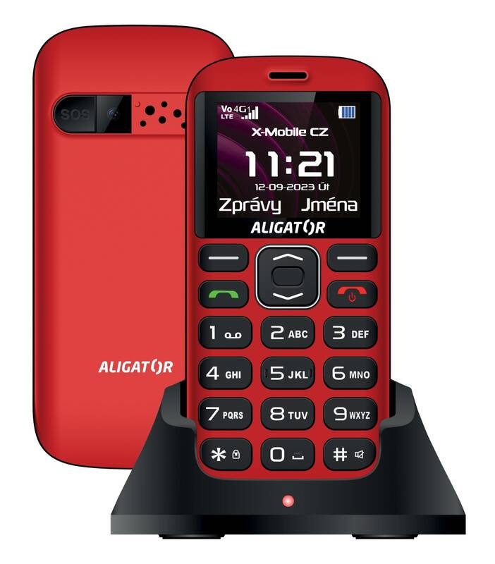 Mobilní telefon Aligator A720 4G Senior černý/červený