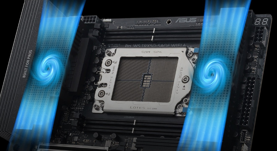 Základní deska Asus Pro WS TRX50-SAGE WIFI A černá Asus Pro WS TRX50-SAGE WIFI A se opírá o 20+3+3+3 fáze napájení