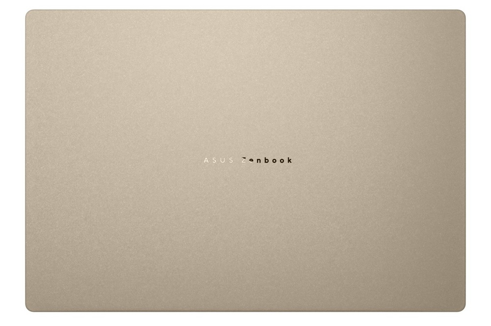 Notebook Asus Zenbook A16 béžový Pohled na zavřený notebook notebook ASUS Zenbook A16 shora