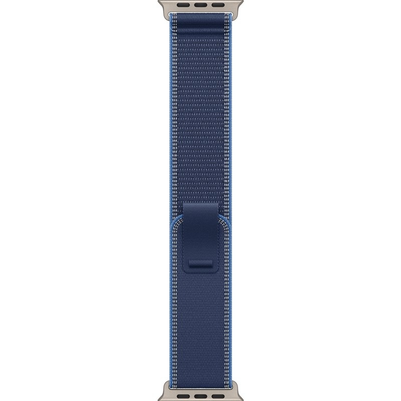 Řemínek Apple 49mm modrý/jasně modrý trailový tah – M/L – přírodní titan Řemínek Apple 49mm modrý/jasně modrý trailový tah – M/L – přírodní titan