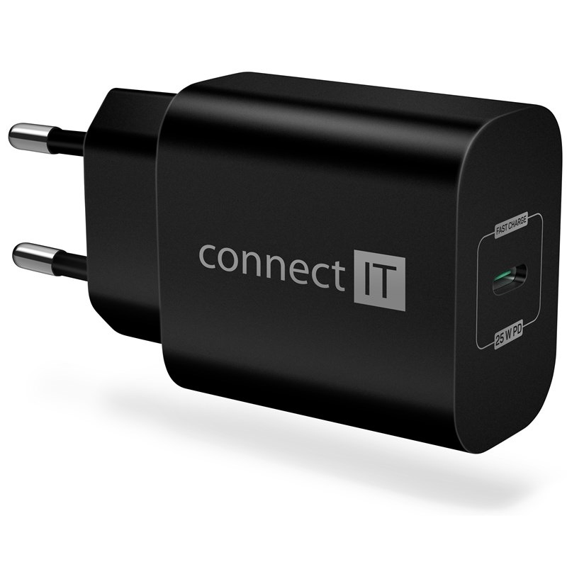 Nabíječka do sítě Connect IT Voyager2, 1× USB-C, 25W PD černá