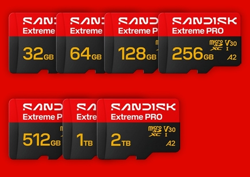 Paměťová karta SANDISK Micro SDHC Extreme Pro 32GB UHS-I U3 (100R/90W) + SD apaptér Řada paměťových karet SANDISK Extreme PRO s různými kapacitami
