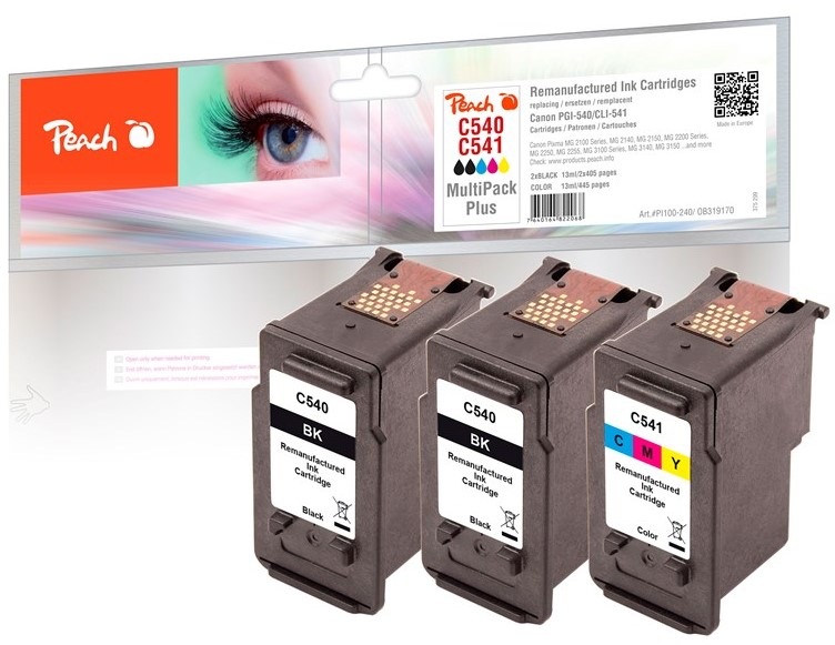 Inkoustová náplň Peach Canon PG-540/CL-541, MultiPack Plus, 2x405/445 - CMYK