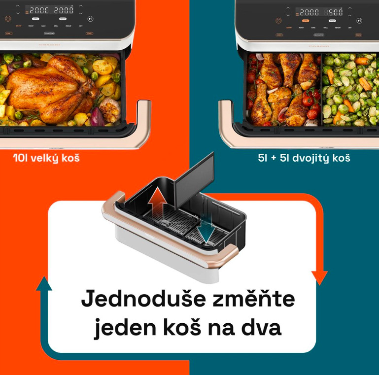 Fritéza horkovzdušná Cosori TF101S Dual Blaze TwinFry, 10 l