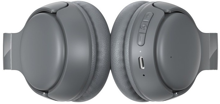 Sluchátka HONOR CHOICE Headphones Lite šedá Detail ovládacích tlačítek hlasitosti a USB-C portu na náušníku sluchátek.