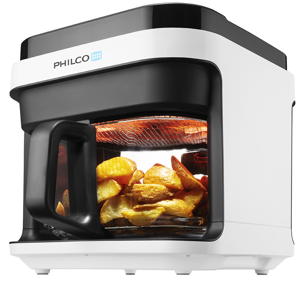 Fritéza horkovzdušná Philco PHAF 2100W černá/bílá V horkovzdušné fritéze Philco PHAF 2100W se připravují americké brambory