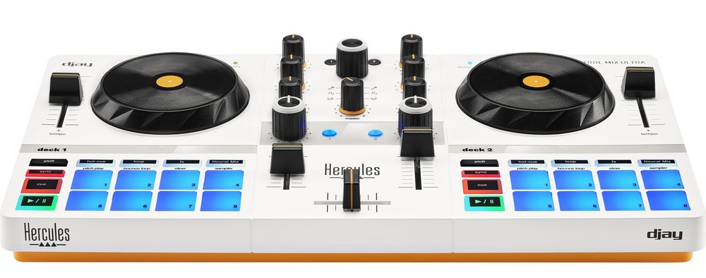Mixážní pult Hercules DJControl Mix Ultra bílý Hercules DJControl Mix Ultra na nabití vydrží hrát až 10 hodin