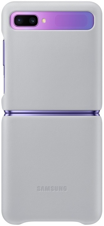 Kryt na mobil Samsung Leather Cover na Galaxy Z Flip stříbrný