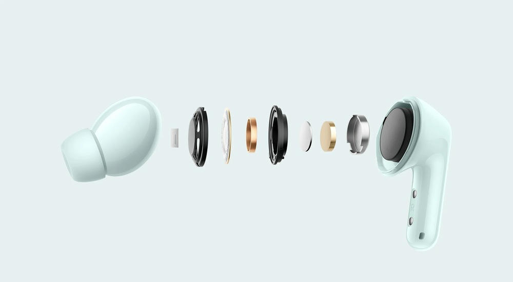 Detal konstrukce TWS sluchátek Xiaomi Buds 6