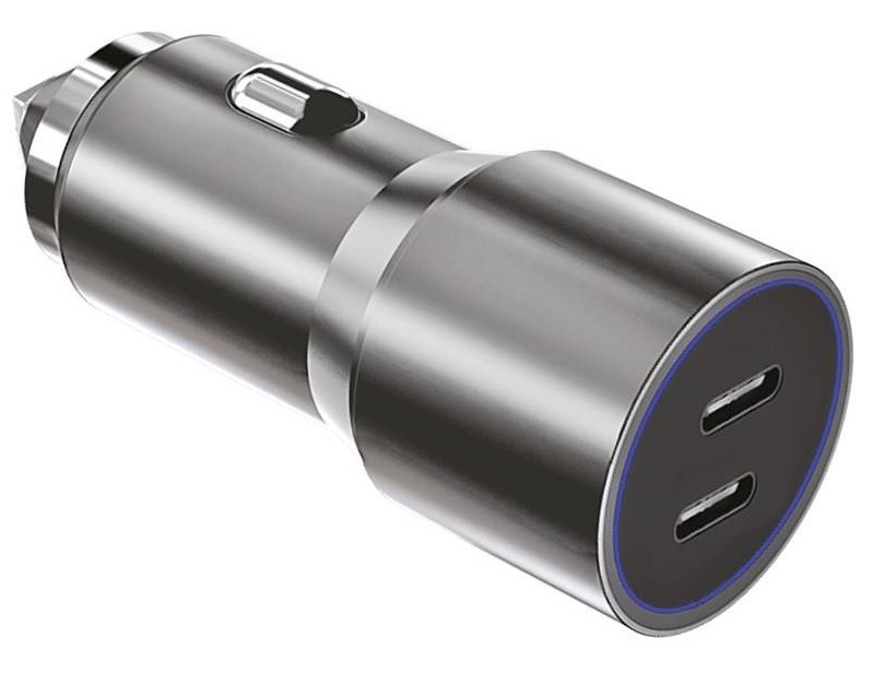Adaptér do auta WG 2x USB-C PD 60W stříbrný