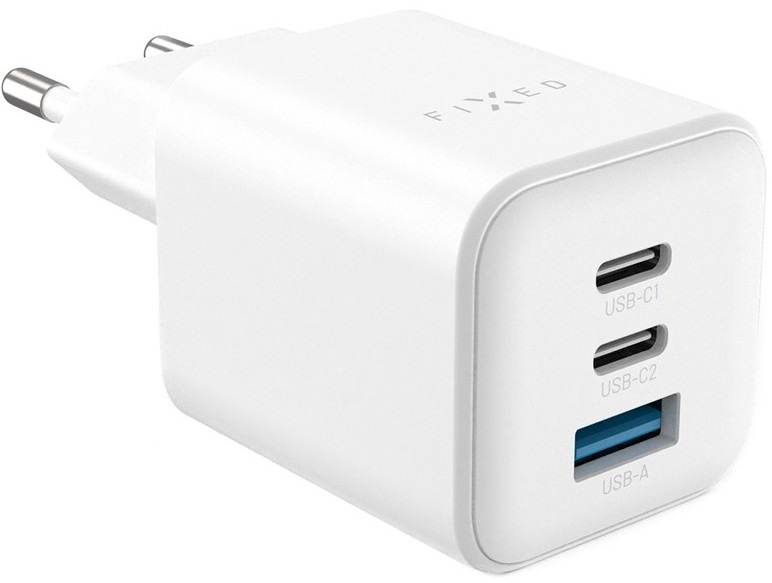 Nabíječka do sítě FIXED Mini GaN, PD, s porty 2xUSB-C/USB-A a 65W výkonem