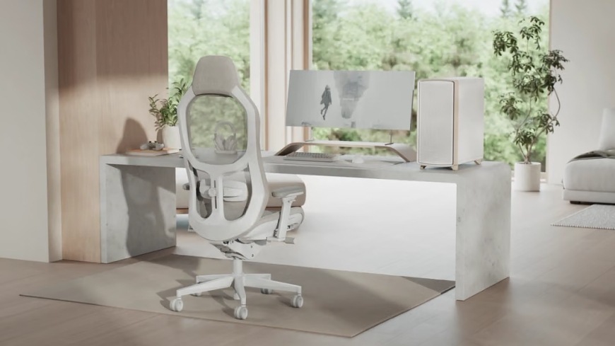 FRACTAL DESIGN Summit Chalk White Solid jako součást minimalistického bílého počítačového pracoviště