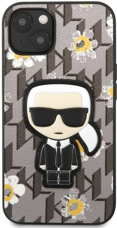 Kryt na mobil Karl Lagerfeld Ikonik Flower na Apple iPhone 13 šedý