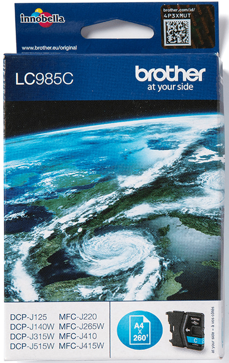 Inkoustová náplň Brother LC-985C, 260 stran - azurová
