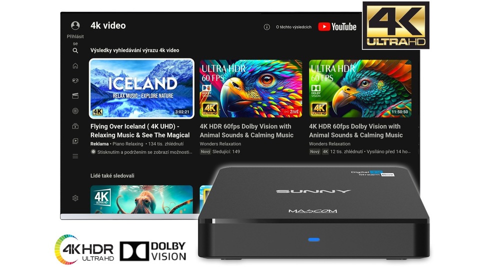 Multimediální centrum Mascom SUNNY-T, DVB-T2 černý