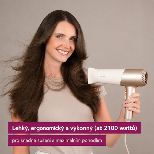 Fén Beurer Iconic Pro HC70 zlatý/béžový Pyšní se ergonomickým provedením