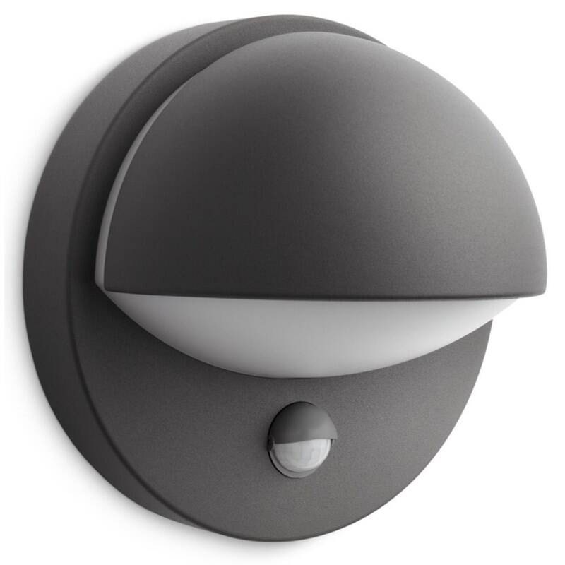 Nástěnné svítidlo Philips June, 1xE27, senzor pohybu - antracitové