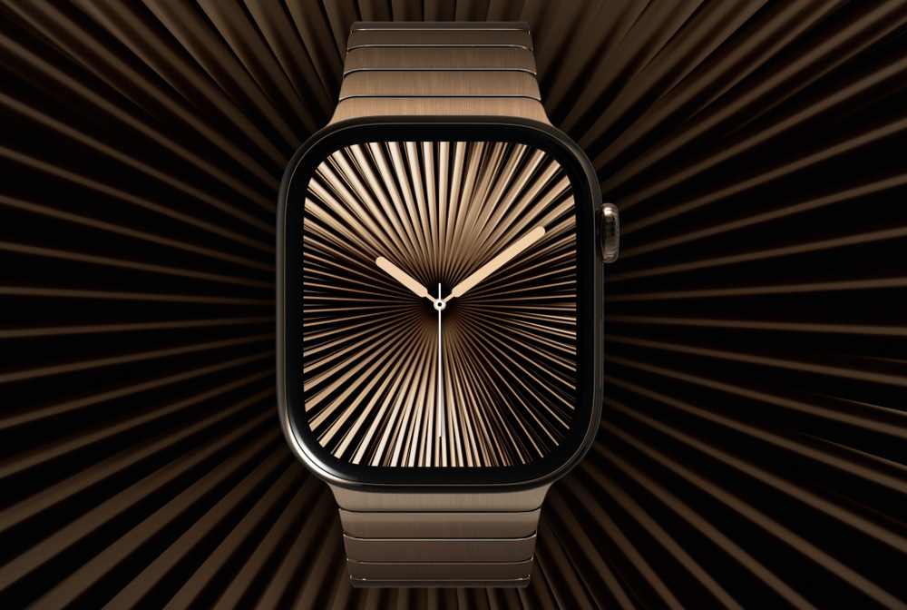 Chytré hodinky Apple Watch Series 10 GPS + Cellular 46mm pouzdro z přírodního titanu - skálově šedý sportovní řemínek - S/M