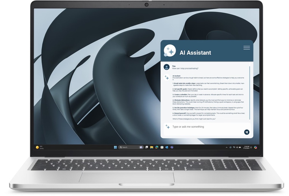 Notebook Dell Pro 16 Plus PB16255 stříbrný Notebook Dell Pro 16 Plus PB16255, pohled na displej