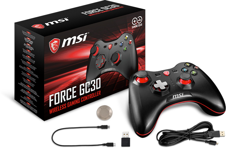 Gamepad MSI Force GC30, bezdrátový, pro PC, PS3, Android černý Gamepad MSI Force GC30, bezdrátový, pro PC, PS3, Android černý