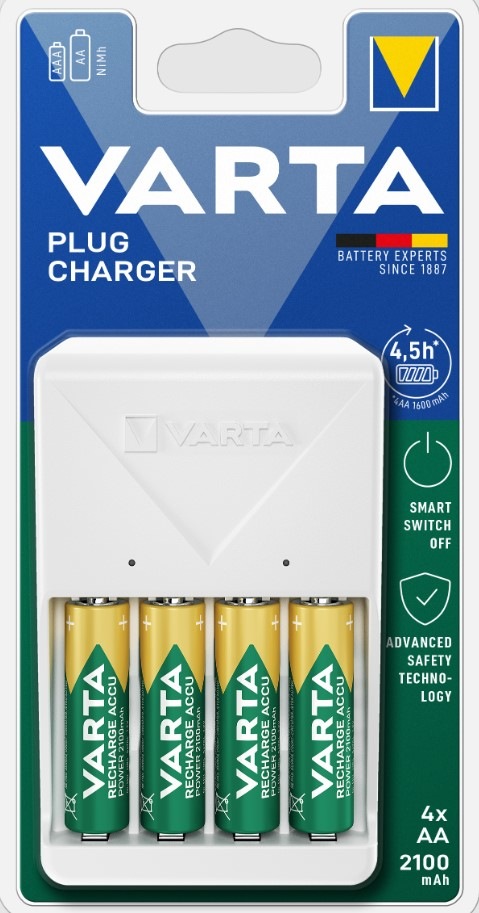 Nabíječka Varta Plug Charger + 4 AA 2100 mAh