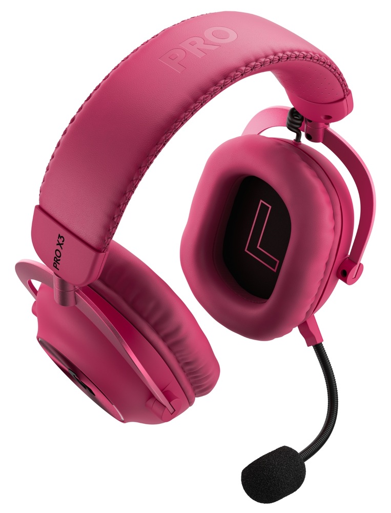 Herní headset Logitech PRO X 3 LIGHTSPEED Wireless s odnímatelným mikrofonem v detailním produktovém záběru