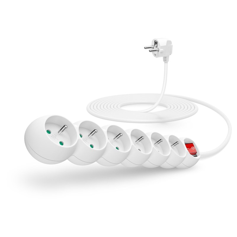 Kabel prodlužovací Connect IT 6x zásuvka, s vypínačem, 5m bílý