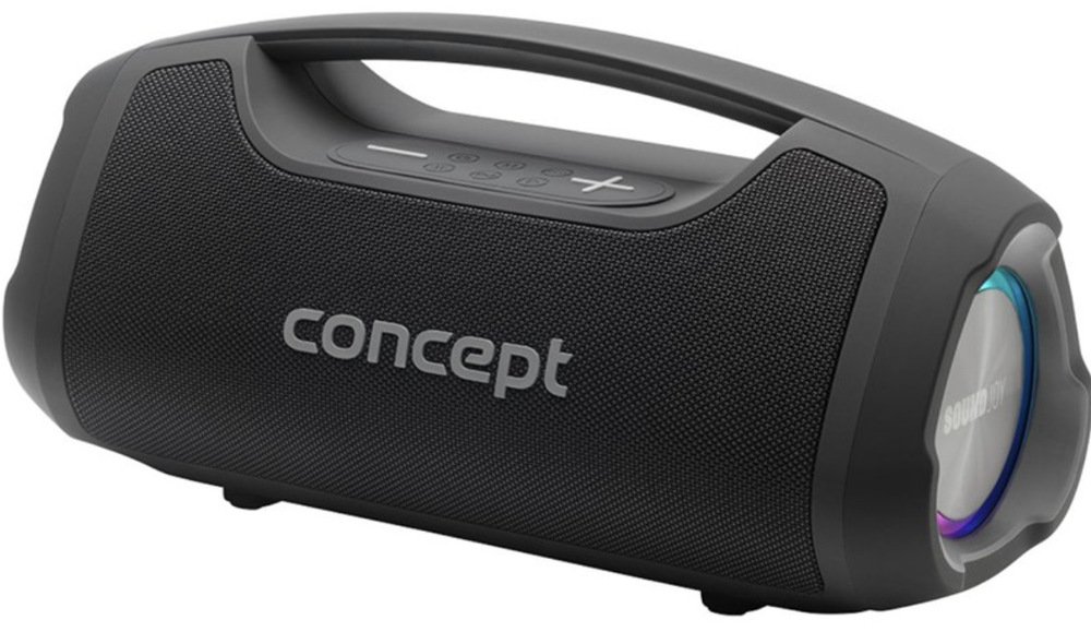 Černý přenosný reproduktor Concept SoundJoy BR5060 s madlem a bočním LED osvětlením