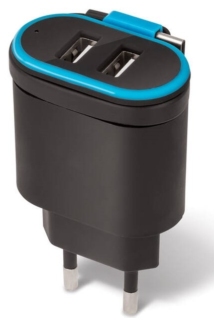 Nabíječka do sítě Forever TC-02, 2x USB, lightning kabel černá Nabíječka do sítě Forever TC-02, 2x USB, lightning kabel černá