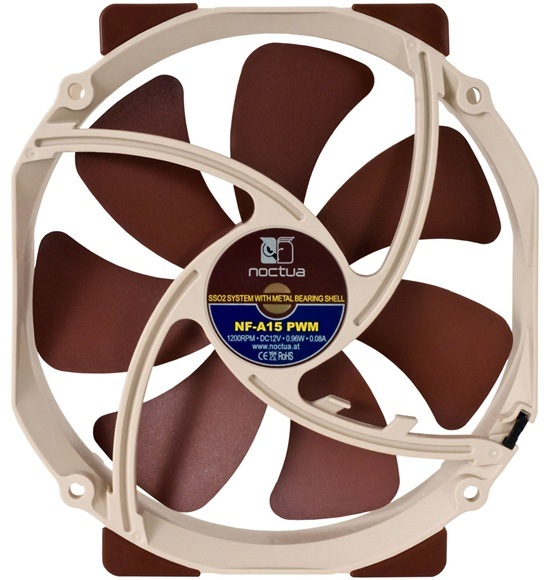Ventilátor Noctua NF-A15 PWM hnědý Detail obrázku ventilátoru.