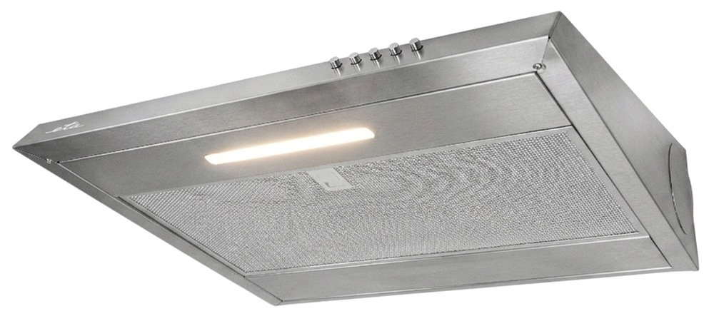 Nerezová podvěsná digestoř ETA 2948 90010C se zapnutým LED osvětlením 
