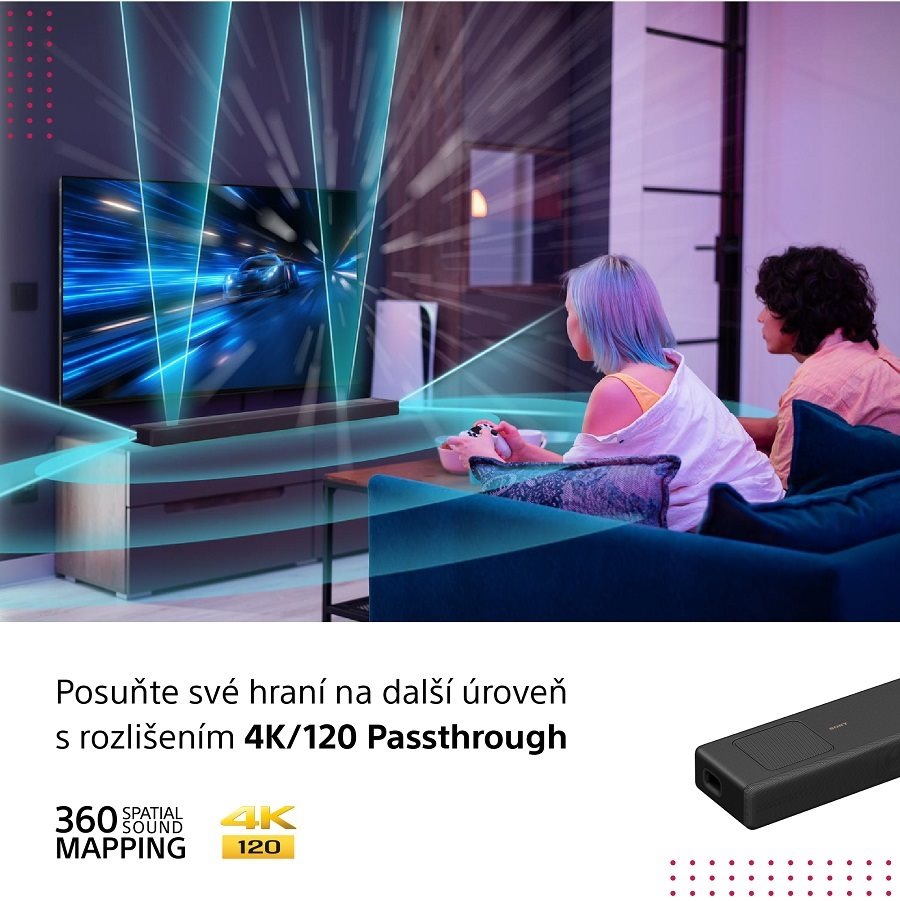 Soundbar Sony HT-A5000, bez ztráty kvality obrazu