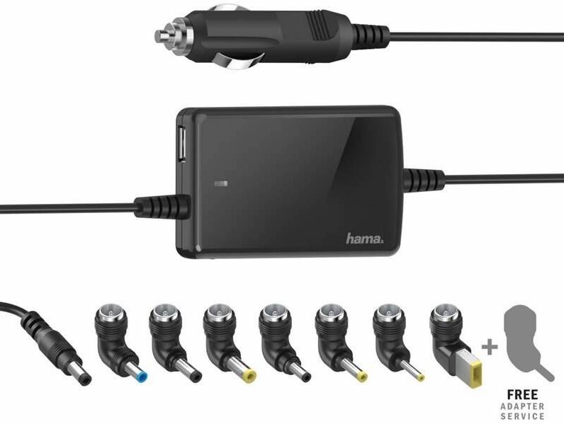 Napájecí adaptér Hama univerzální pro notebook do auta, 15-19 V, 70 W, slim