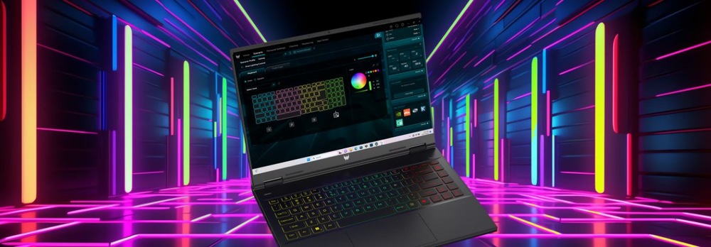Notebook Acer Predator Helios Neo 14 AI (PHN14-71-90FS) černý Notebook Acer Predator Helios Neo 14 AI s barevným pozadím